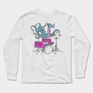 Octopus Playing Drums Long Sleeve T-Shirt